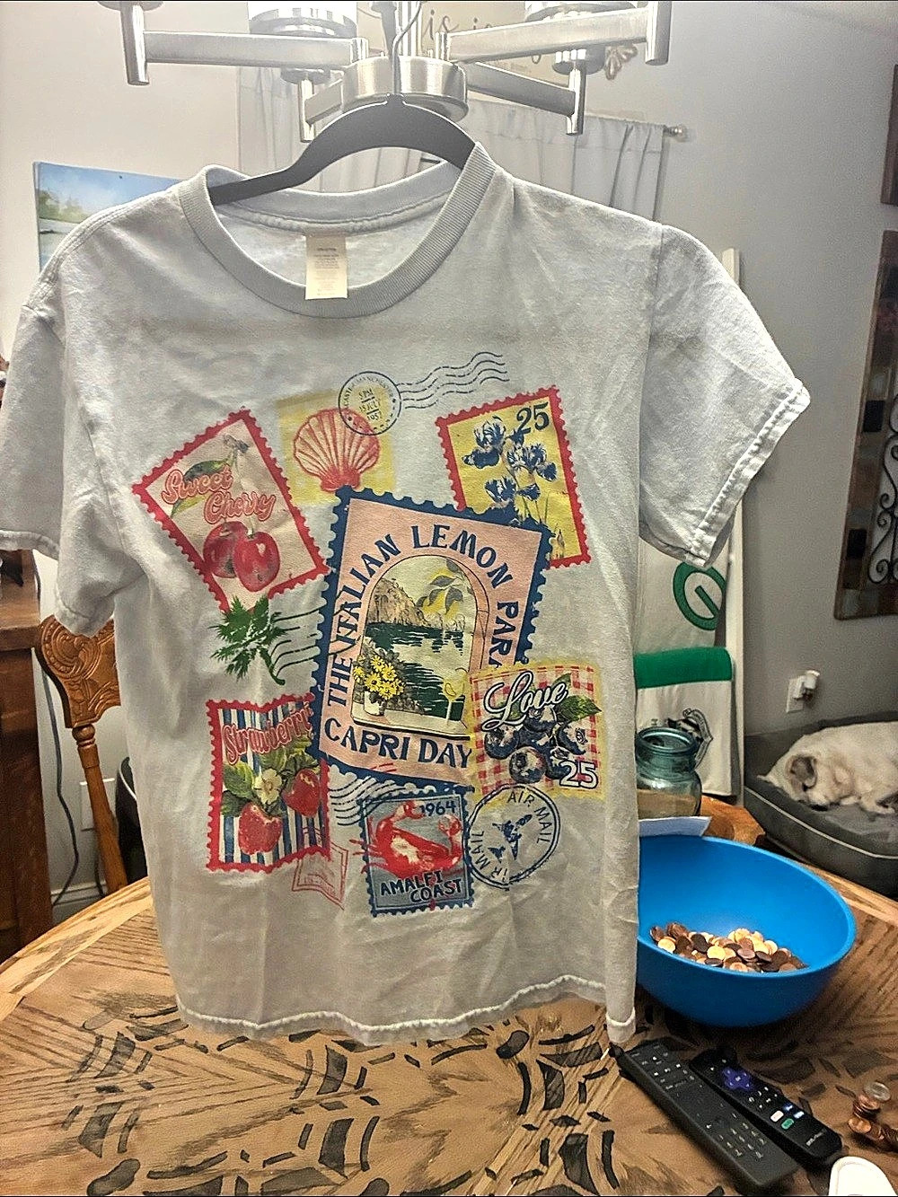 Brandy Melville Graphic Short Sleeve Tee in Gray Size XXS/XS